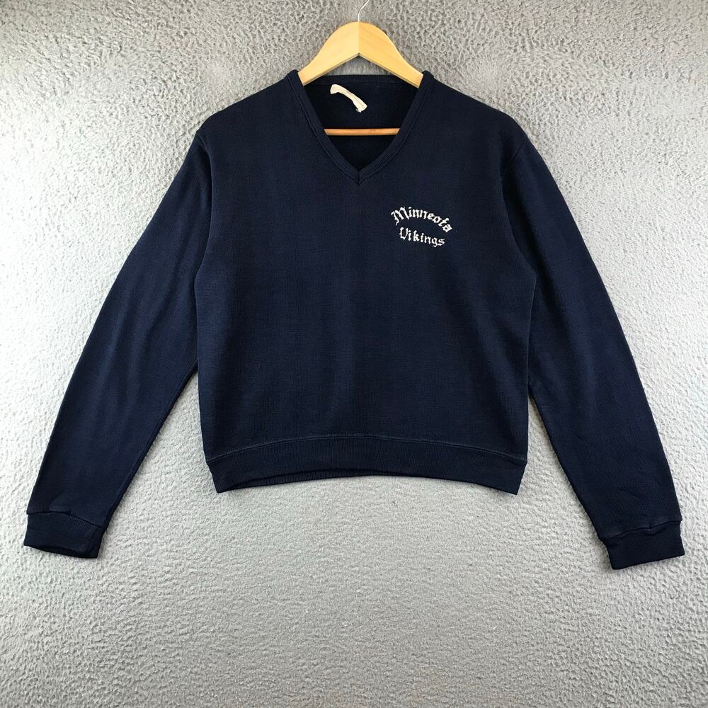 Vintage Creslan and Rayon 1960 Minnesota Viking Football V Neck sweater M